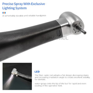 Pièce à main dentaire couleur noire 1:5 LED fibre optique contre-angle pour moteur électrique corps inoxydable pièce à main dentaire à basse vitesse - Product Image 5