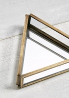 Plateau de rangement et de service multifonctionnel en verre et laiton de forme triangulaire, style luxe moderne, pour décoration de mariage et de maison