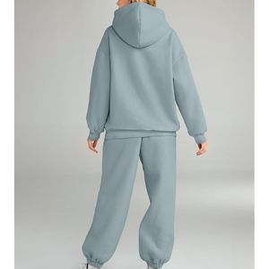 Wholesale Women's <b>Oversized</b> <b>Long</b> Pullover Tracksuit 100% Cotton Fleece Custom Logo Casual Solid Pattern Winter Tracksuits - Product Image 2