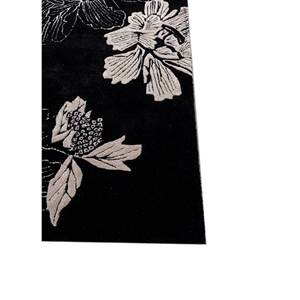 Tapis Hacienda en laine et viscose tufté à la main, motif floral et rayé, gris et noir, pelucheux, pour salon, couloir, forme rectangulaire, Tra-14893 - Product Image 4