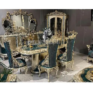 Mesa de Comedor de Madera de Teca Moderna con Diseño Turco de Tallado de Lujo, Personalizable y de Alta Calidad - Product Image 1