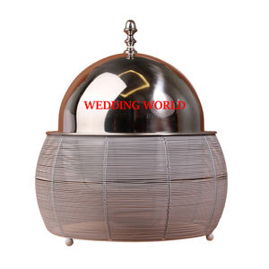 Réchaud à nourriture en métal de qualité supérieure, design classique et élégant, fait à la main, avec un design d'autocollant arabe, en bois - Product Image 3