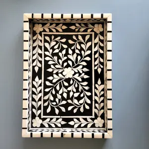 ถาดเสิร์ฟลายดอกไม้หรูหรา ประดับมุกแท้ ตกแต่งด้วยเรซิ่นไม้และเหล็ก เป็นมิตรต่อสิ่งแวดล้อม อุปกรณ์เสริมสำหรับงานเลี้ยง - Product Image 6