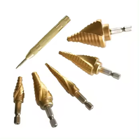 Jeu de 6 forets étagés en acier rapide HSS avec revêtement en titane, forme pagode, 4-32 mm, pour percer et couper le métal, le bois et le plastique