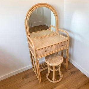 Coiffeuses en rotin écologique table de toilette de maquillage en osier naturel avec tabouret pour filles fabriqué au Vietnam - Product Image 2