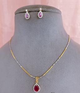 Conjunto de Collar y Pendientes con Baño de Oro y Plata, con Piedras de Circonita Cúbica, Elegante y Moderno, para Mujer, para Fiestas - Product Image 2