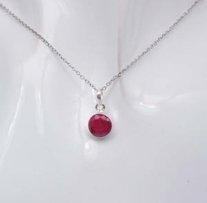 Mode filles meilleur pendentif 925 argent Sterling rubis pierre précieuse cadeau d'anniversaire pour avec 925 timbre pendentif en argent bijoux - Product Image 2