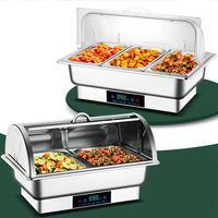 Chauffe-plats électrique en acier inoxydable pour buffet avec couvercle transparent pour la restauration hôtelière