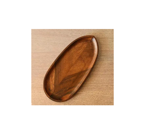 Assiette de service en bois à dos lisse avec poignée Design de feuille de couleur bois naturel pour servir des fruits ou des plats au meilleur prix - Product Image 2