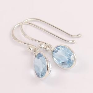 Pendientes de Topacio Azul, Plata de Ley 925, Chapados en Oro, Pendientes Largos Modernos para Mujer, Regalo para Bodas y Fiestas - Product Image 3