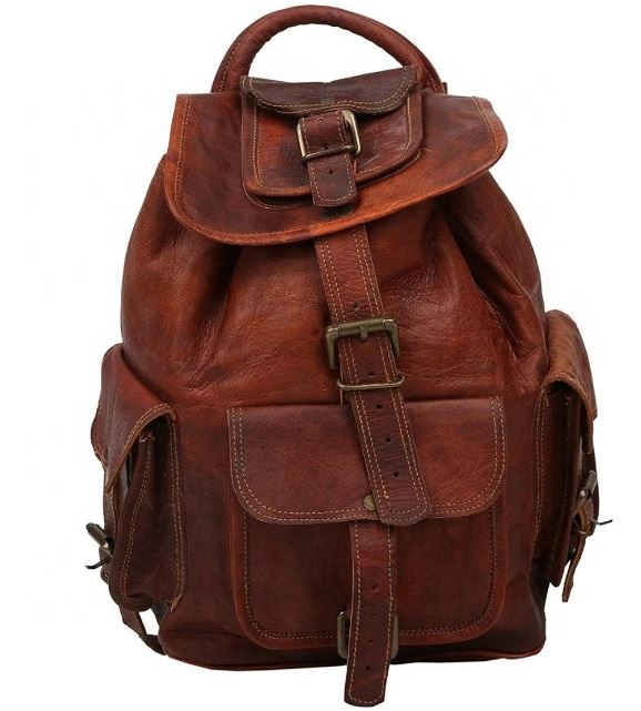 Real Leather Laptop Messenger Shoulder Bag Backpack by Znt Bags (Genuine Brown) Waterproof All Seasons by BHAWANA HANDICRAFTS