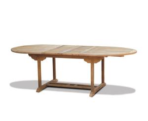 Table de salle à manger extérieure ovale extensible moderne en teck massif, légère, à double plateau, extensible de 1,8 à 2,4 m, pour restaurant, hôtel - Product Image 1