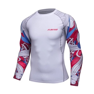 Factory Supply High Collar Breathable Quick Dry Spandex/Nylon Long Mens <b>Compression</b> <b>Shirt</b> Long Sleeve Rashguard - Product Image 1