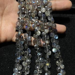 Venta al por mayor de cuentas de Briolette en forma de corazón facetadas de labradorita de 7MM, cuentas de piedra calibradas de la tienda de cuentas - Product Image 4