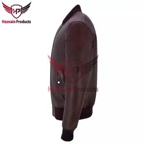 Chaqueta de cuero de bombardero n. ° 1 de Pakistán para hombre, nuevo estilo Vintage 100%, prendas de vestir exteriores de piel de oveja genuina para invierno - Product Image 4