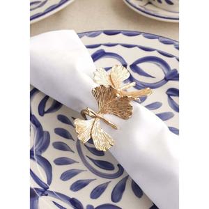 Anneau de serviette de haute qualité, Design clair pour mariage, vente en gros, feuille en métal, anneau de serviette pour décoration de table - Product Image 1