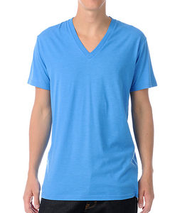 Color sólido liso de manga corta Unisex 250 GSM algodón pesado liso en blanco para hombre cuello en V camiseta al por mayor mejor estilo de moda - Product Image 4