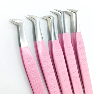 Haute Qualité Rose Rose Diamant Grip Pince À Cils Rose Boîte Rose Emballage Isolation Étiquette Privée Fibre Pointe Volume Cils Pince À Épiler - Product Image 4