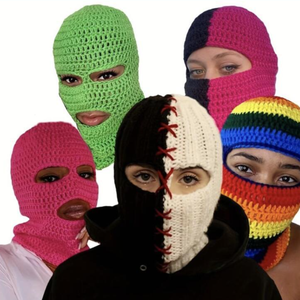 Haute qualité personnalisé 3 trous masque de Ski tricoté cagoule hiver masque complet Streetwear Snowboard Beanie DDP expédition - Product Image 2