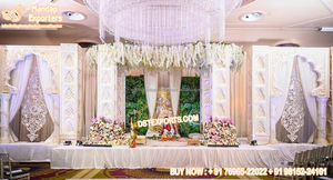 Decoración de escenario de boda, conjunto exclusivo de gran blanco, con acabado blanco, para recepción nocturna y escenario de boda - Product Image 4