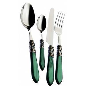 Juego de Cubiertos Decorativos Verde Oscuro con Acabado Pintado Real, con Múltiples Diseños de Tamaños y Formas - Product Image 1