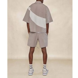 Conjunto de Chaqueta corta cortavientos personalizada de dos piezas, ropa de calle de nailon y poliéster con cremallera, chándal para hombre, conjunto corto cortavientos - Product Image 5