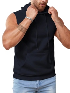 Sweat à capuche sans manches haute performance pour homme avec poches, idéal pour la gym et le fitness, personnalisable avec votre marque - Product Image 4