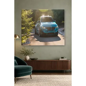 Impression sur toile Fida Turquoise BMW M3 sur route forestière - Product Image 3