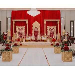 Escenario de boda islámico, escenario dorado, rojo, para recepción, escenario, rey real, reina - Product Image 1