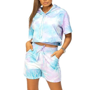 Vente en gros OEM recadrée à capuche à manches longues fermeture éclair vierge Yoga Shorts Set Lounge Set Womens 2 Piece Sets Custom Made Winter Wear - Product Image 3