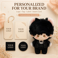 Peluche personnalisée en gros de 10 cm en forme de chat, mascotte personnalisée avec logo, étiquette et emballage