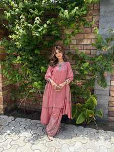 Espejo de impresión Digital pesado de diseñador, trabajo hecho a mano, ropa de fiesta tradicional, parte inferior Kurta con aspecto Farshi Salwar - Product Image 4