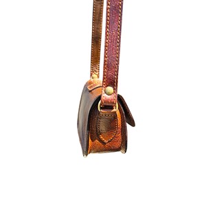Lady Moroccan Vintage Brown Oil <b>Tanned</b> Genuine <b>Leather</b> Mini Crossbody Bag Purse Flap Closure Travel Gifting 6.3/11.4 Inch All - Product Image 2
