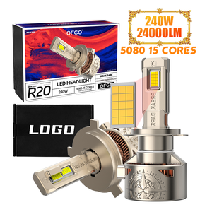 OFGO personalizado R20 300W 30000LM dos tubos de cobre coche LED faro bombillas H4 <span class=keywords><strong>H11</strong></span> 9005 9006 9012 Led Canbus H7 H1 LED faro - Product Image 1