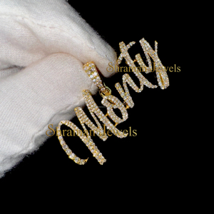 ทอง10K แข็งจี้สร้อยคอชื่อตัวอักษรนำโชคจี้เพชรธรรมชาติแท้ของขวัญวันเกิดส่วนบุคคลจี้เสน่ห์ - Product Image 1