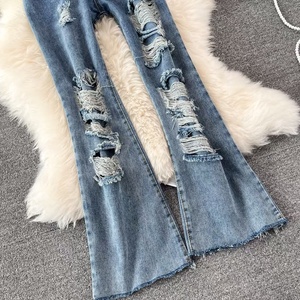 Jeans de mezclilla de algodón de alta calidad para hombre, casuales, de punto, de secado rápido, de verano, de corte medio recto, con efecto bigote y lavado desgastado, al por mayor. - Product Image 2