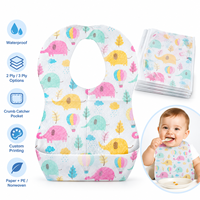 Bavoirs jetables imperméables avec poche récupératrice de miettes, imprimés, en papier PE non tissé, vente en gros
