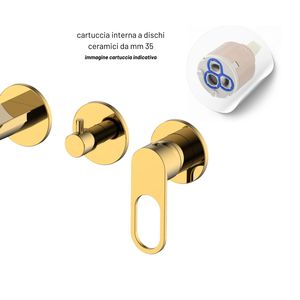 Set miscelatore da bagno a leva singola In oro lucido a muro serie a un foro doccia a mano In ottone incorporato confezionato - Product Image 3