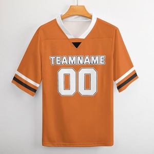 Professional Orange V Neck Football Jersey Lightweight <b>Athletic</b> Sportswear Custom Embroidery Screen Print Heat Transfer Top - Product Image 2