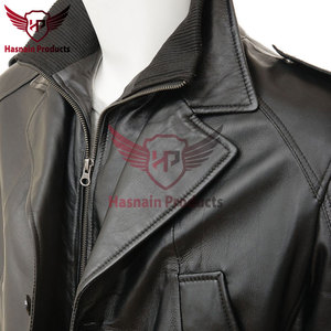 Veste en cuir noir personnalisé pour hommes Manteau en cuir véritable fabriqué à la main de qualité supérieure pour les hommes élégants en hiver - Product Image 2