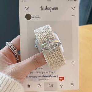 Correa de Reloj de Nailon Trenzado con Diamantes de Lujo para <span class=keywords><strong>Apple</strong></span> <span class=keywords><strong>Watch</strong></span> Series 11 10 9 <span class=keywords><strong>8</strong></span> 7 6 <span class=keywords><strong>SE</strong></span>, Correa Elástica Tejida para iWatch de 41 mm, 45 mm, 49 mm - Product Image 6