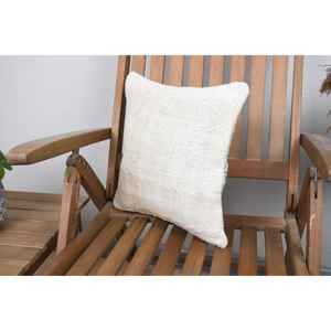 Beige Wool Rug 14x14 Inch Woven Vintage Pattern <b>Pillow</b> Rustic/Primitive Style - Product Image 3