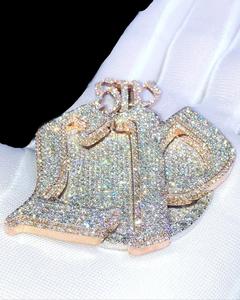 Colgante de Moissanita Doble Copa SIP con Incrustaciones de Diamantes de Imitación, Estilo Hip Hop, Acabado en Oro Rosa, Chapado en Oro, Bonito - Product Image 3