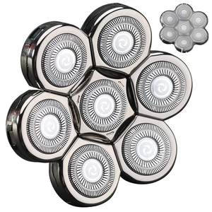 Tête de rasoir électrique 3-en-1 pour homme avec 7 lames, lavable humide/sec, remplacement pour le visage et le corps, mini rasoir rotatif - Product Image 1