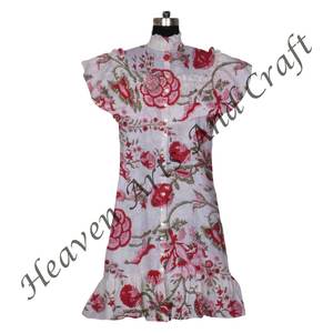 2025 femmes coton bohème imprimé robe bloc imprimé robe haut taille libre Style doux pour la plage - Product Image 3