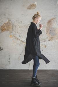 Vestido túnica de lino pesado de nueva moda de estilo dulce para mujer con botones sueltos personalizados hechos a mano Diseño natural de camisa de manga larga - Product Image 2