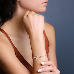 Pulsera Baguette con abalorio de flor para mujer, joyería de plata de ley 925 hecha a mano, nueva moda - Product Image 4