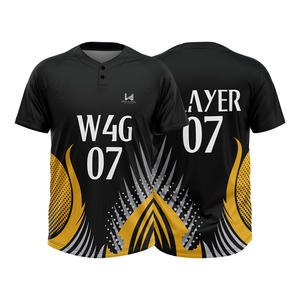 Camiseta de Béisbol Personalizada para Hombre con Cuello en V, Logotipo Frontal con Parches Personalizados, Transpirable, de Secado Rápido, de Poliéster/Algodón - Product Image 6