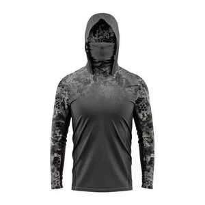 Hooded Long Sleeve Printed Customizable Fishing Shirt UPF 50 <b>Sun</b> <b>Protection</b> Lightweight Breathable Quick-Dry - Product Image 3