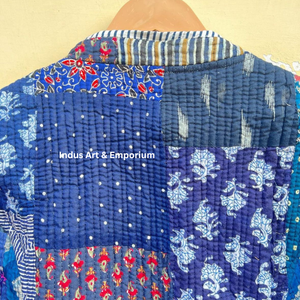 Venta al por mayor indio hecho a mano Chaqueta de algodón acolchado Jaipuri Vintage algodón Kantha chaqueta sin mangas Reversible indio hecho a mano Kanth - Product Image 2
